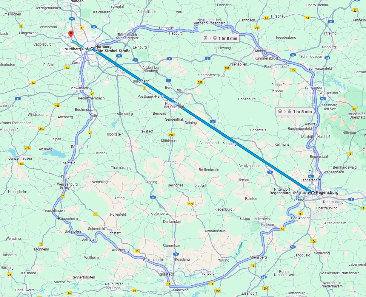 Anreise von Regensburg Zu Fürth Über 
