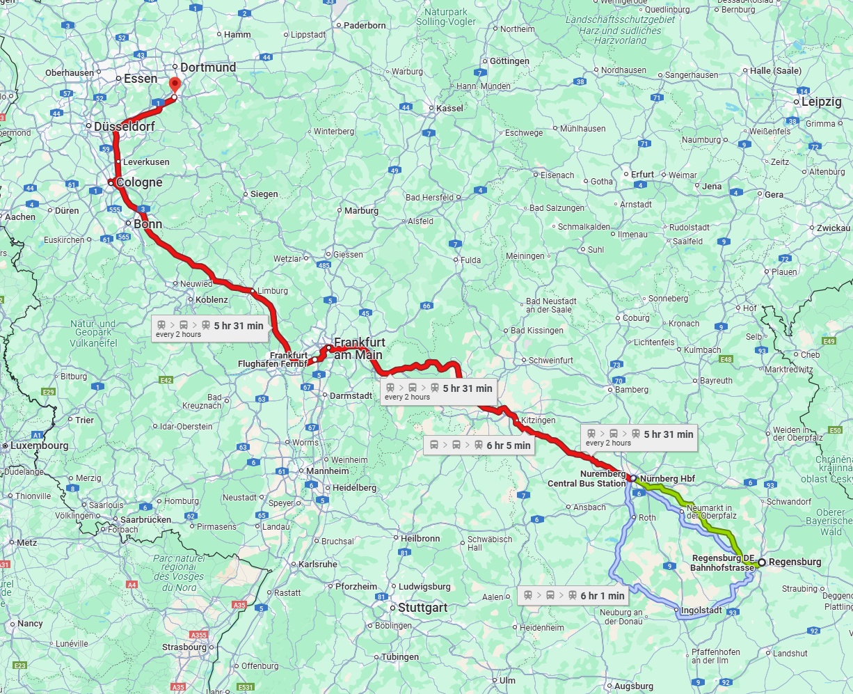 Anreise von Regensburg Zu Hagen Über 