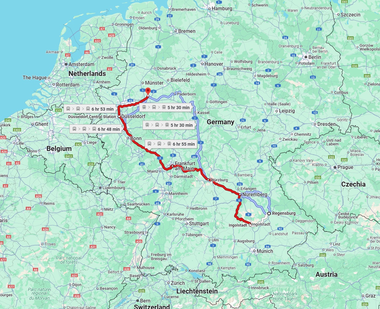 Anreise von Regensburg Zu Hamm Über 