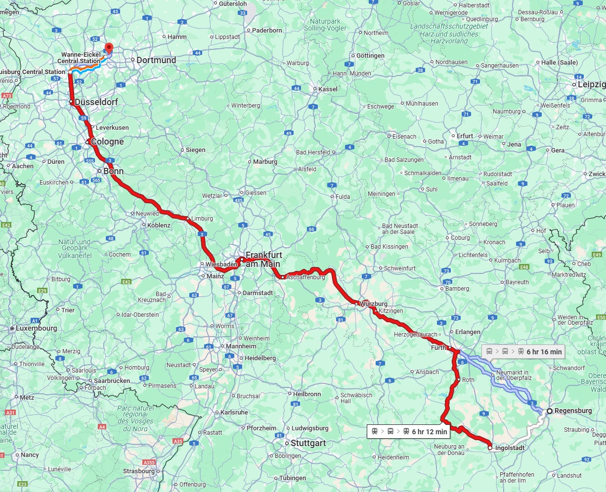 Anreise von Regensburg Zu Herne Über 