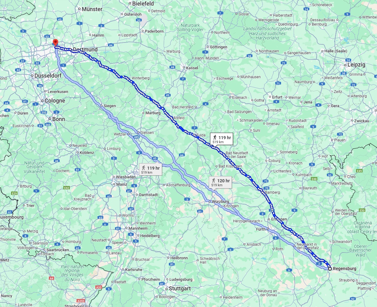 Anreise von Regensburg Zu Herne Über 