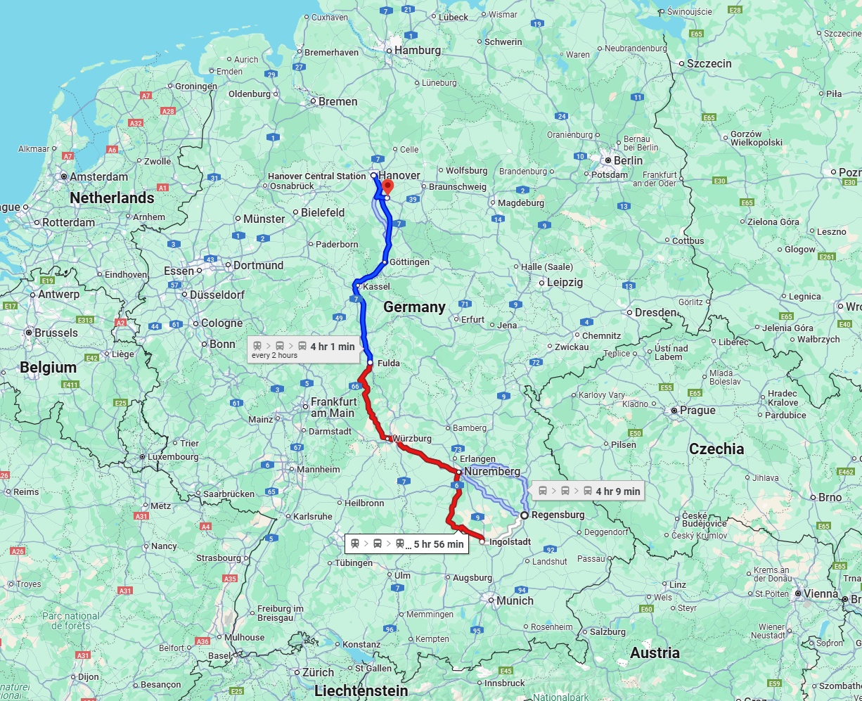 Anreise von Regensburg Zu Hildesheim Über 