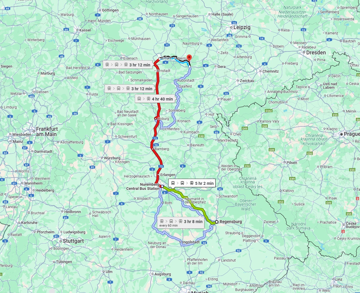 Anreise von Regensburg Zu Jena Über 