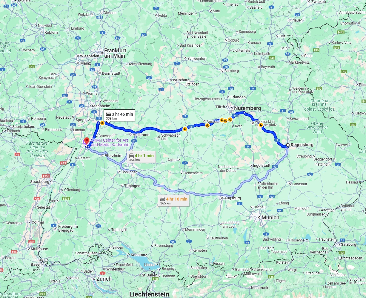 Anreise von Regensburg Zu Karlsruhe Über via A6