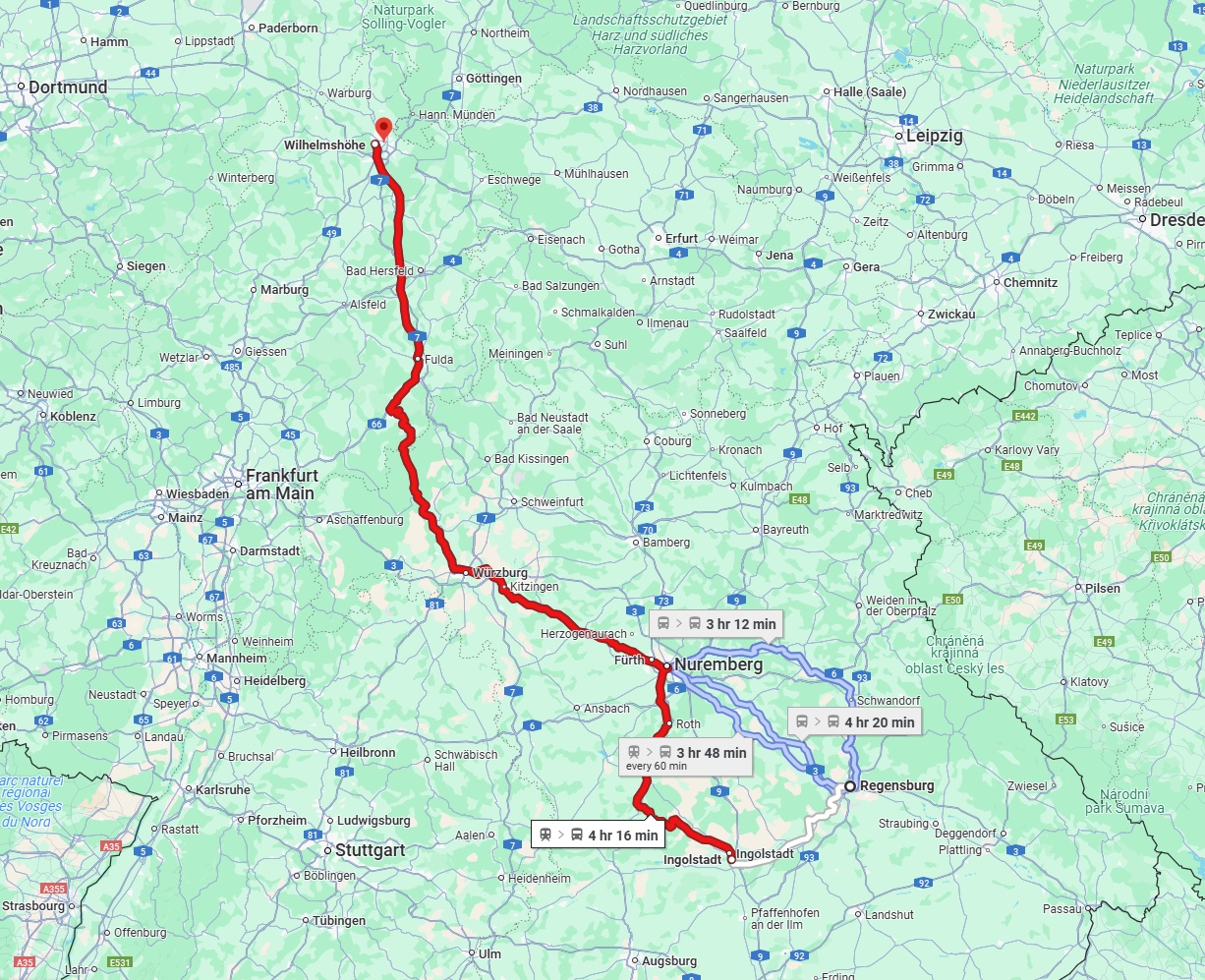 Anreise von Regensburg Zu Kassel Über 