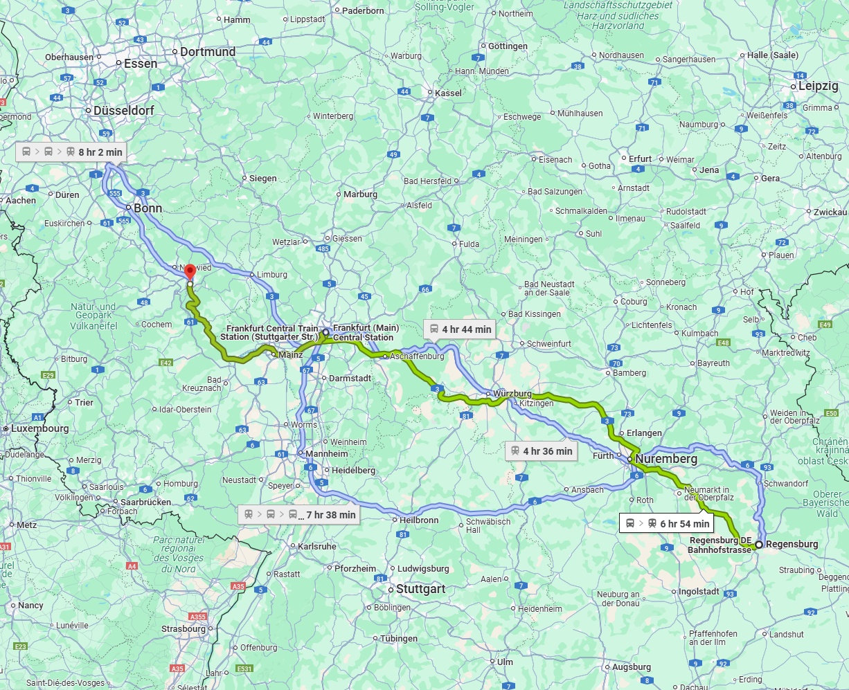 Anreise von Regensburg Zu Koblenz Über 
