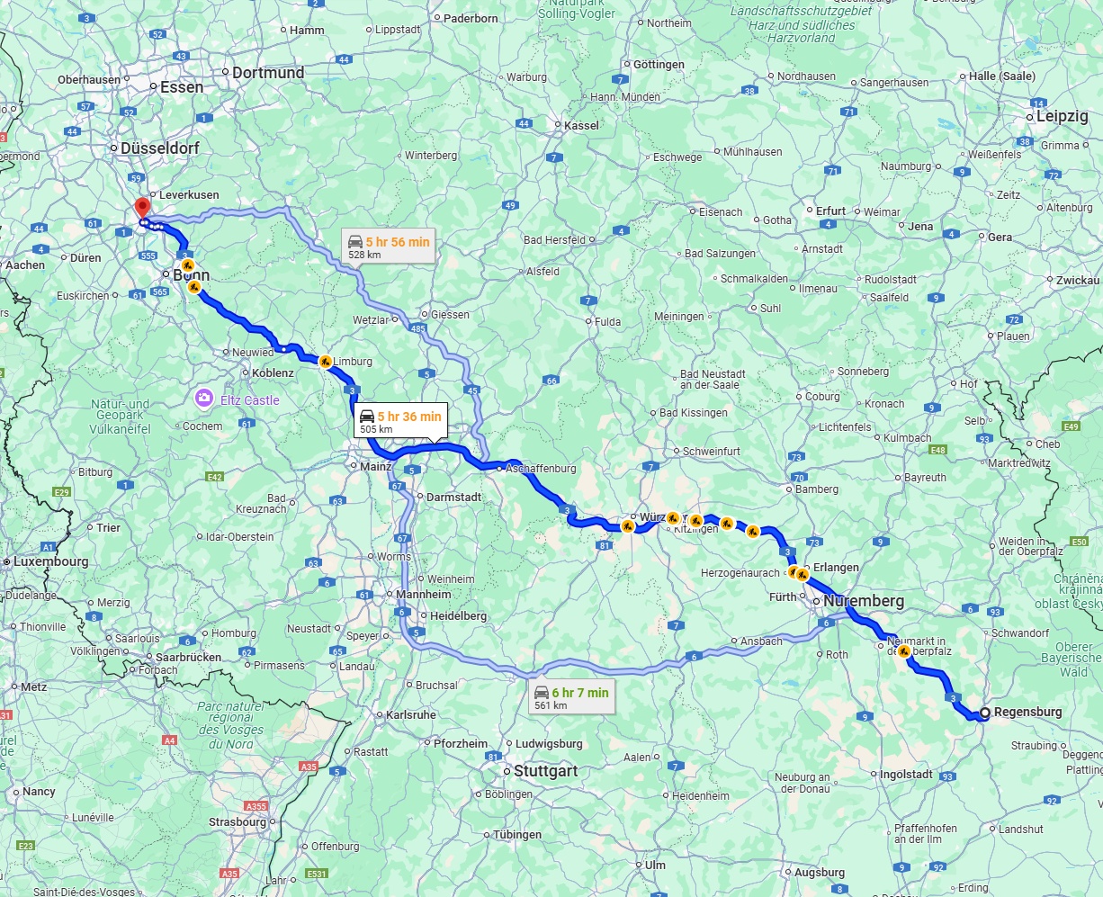 Anreise von Regensburg Zu Köln Über via A3