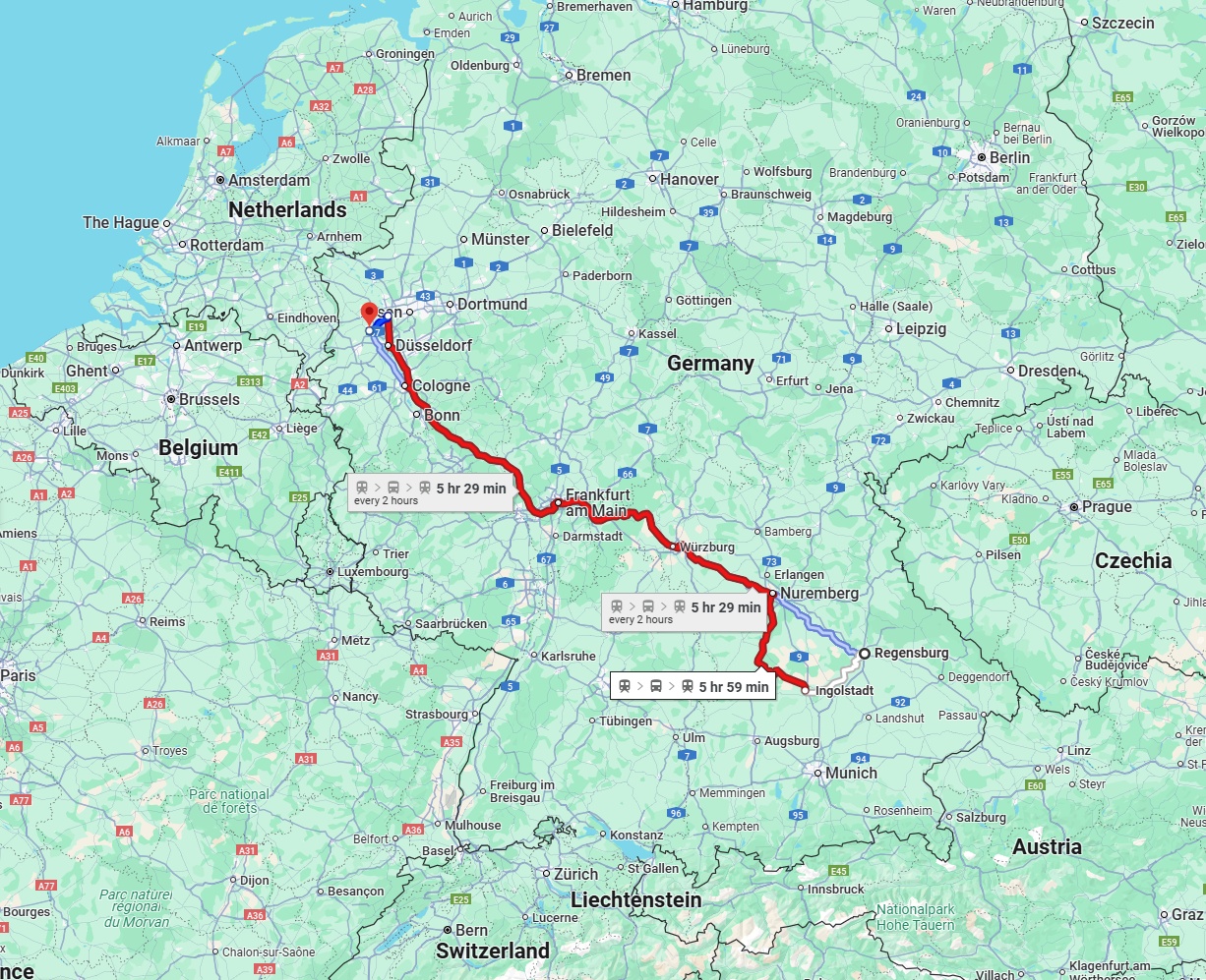 Anreise von Regensburg Zu Krefeld Über 