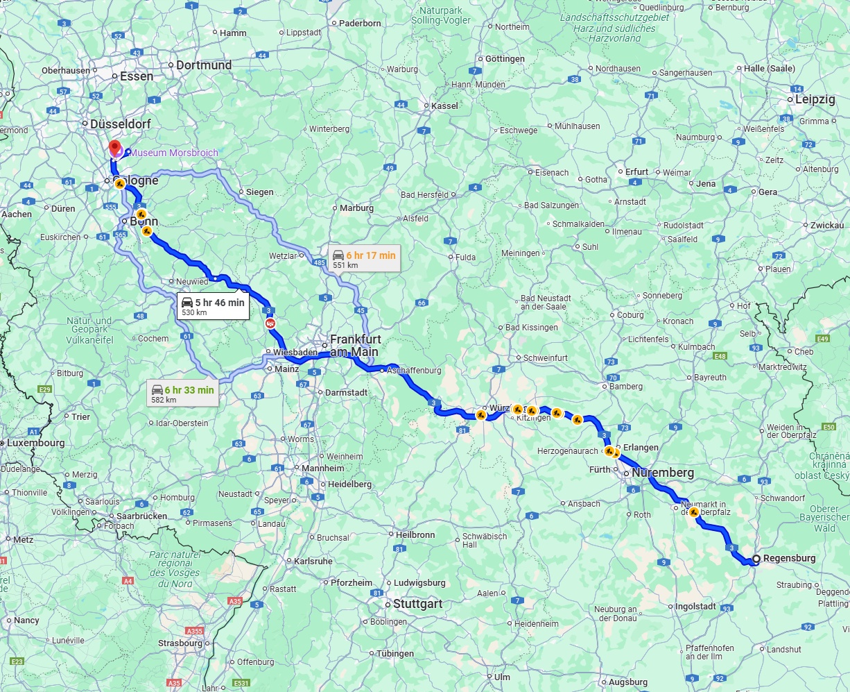 Anreise von Regensburg Zu Leverkusen Über via A3