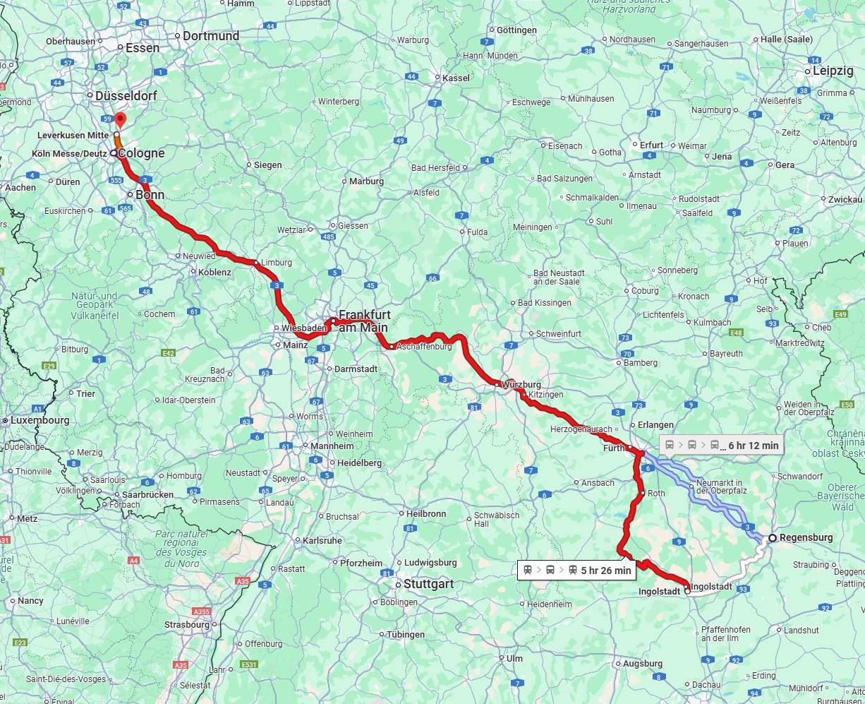 Anreise von Regensburg Zu Leverkusen Über 
