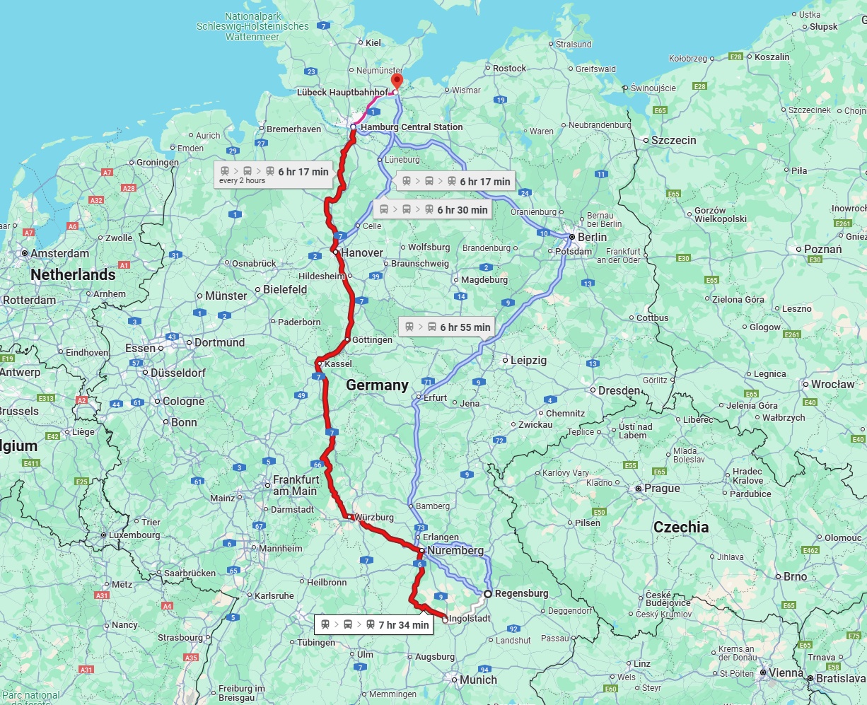 Anreise von Regensburg Zu Lübeck Über 