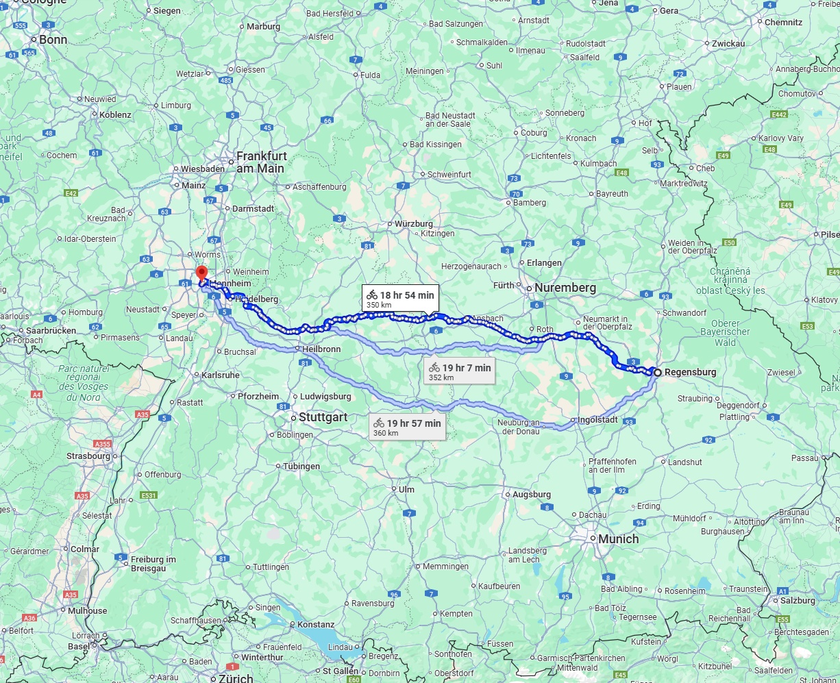 Anreise von Regensburg Zu Ludwigshafen am Rhein Über 