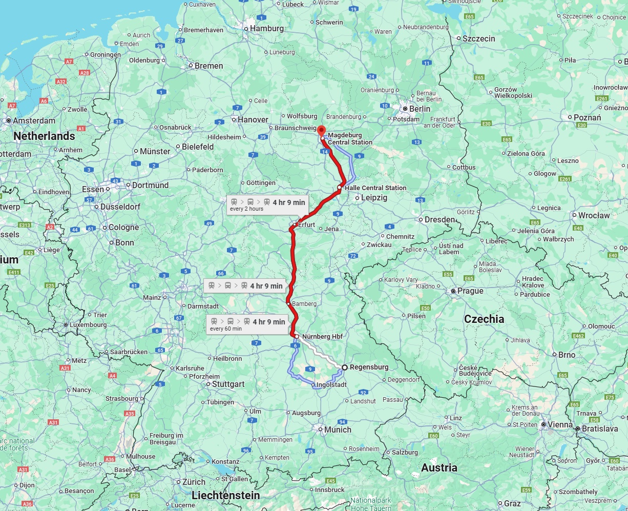 Anreise von Regensburg Zu Magdeburg Über 