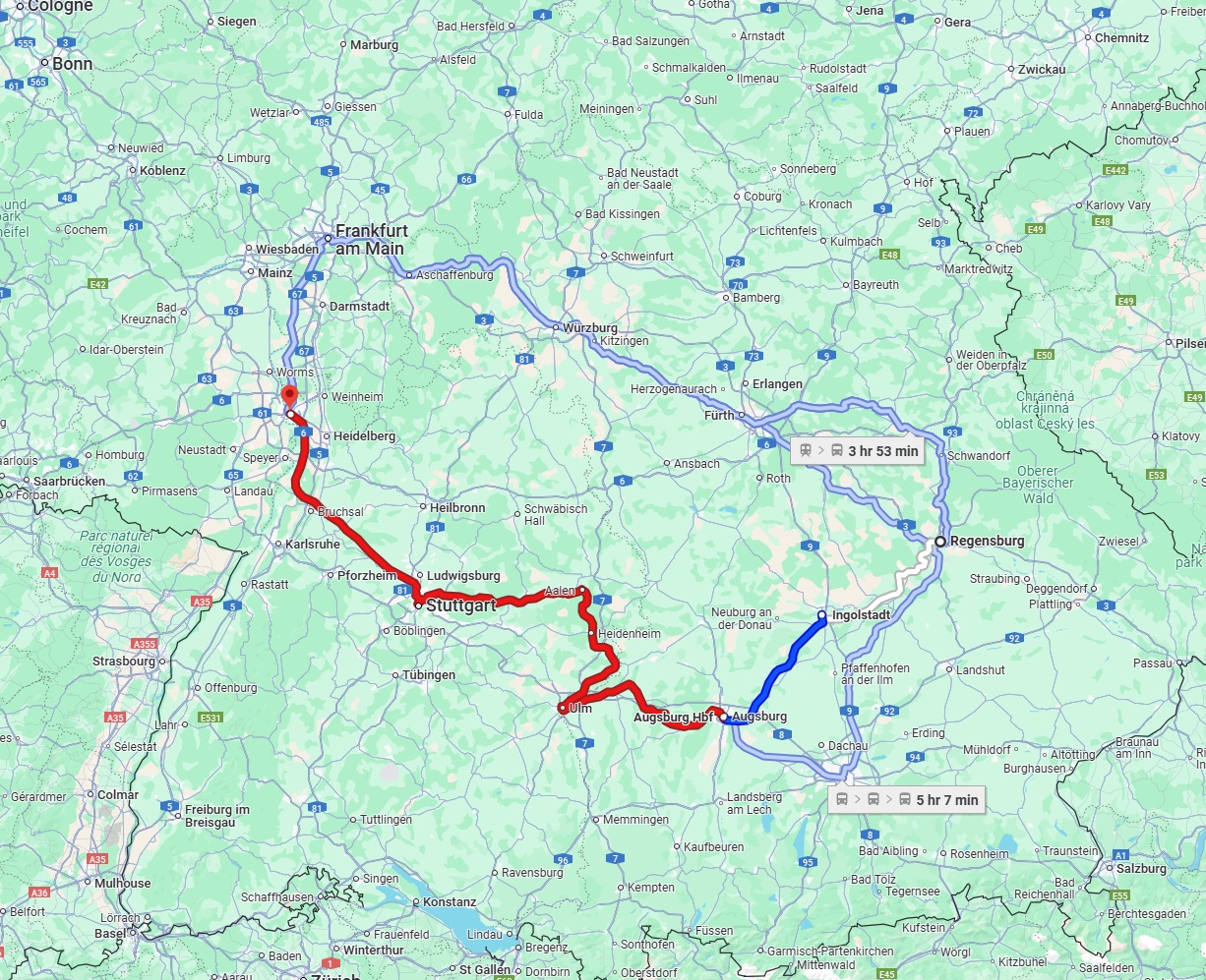 Anreise von Regensburg Zu Mannheim Über 