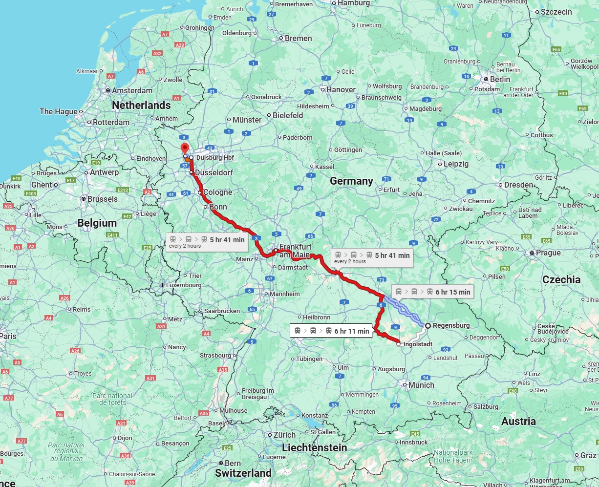Anreise von Regensburg Zu Moers Über 