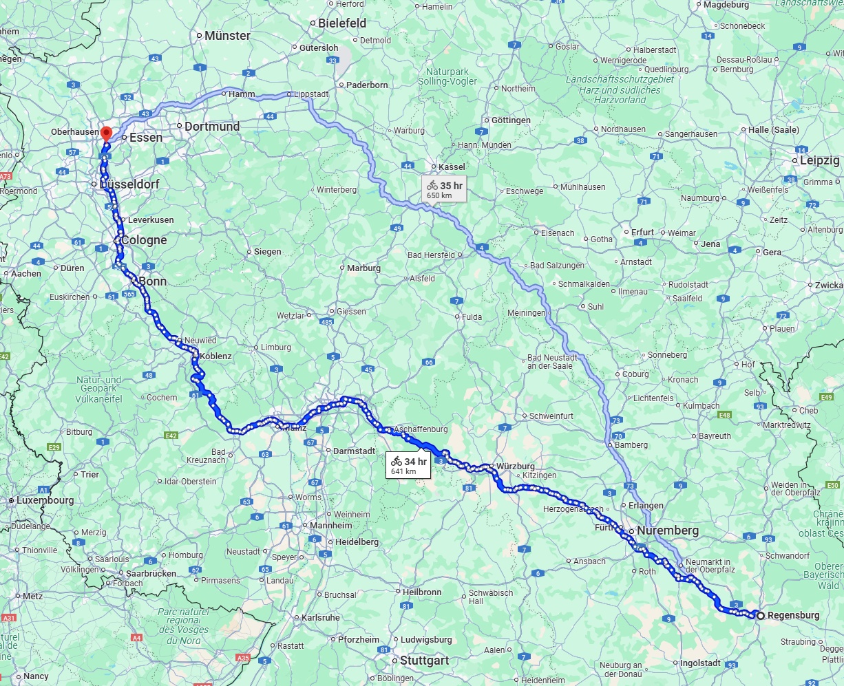 Anreise von Regensburg Zu Mülheim an der Ruhr Über 