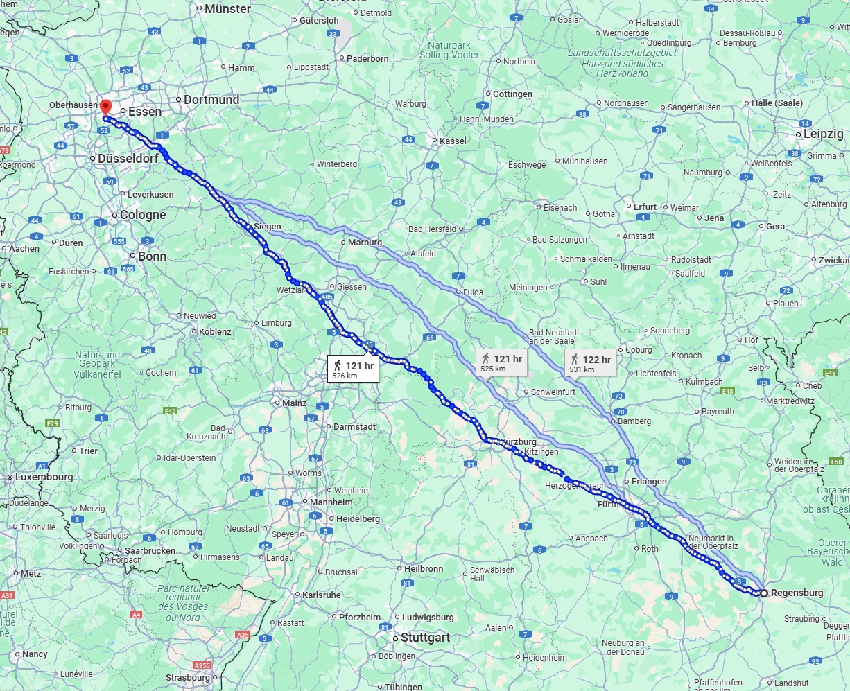 Anreise von Regensburg Zu Mülheim an der Ruhr Über 