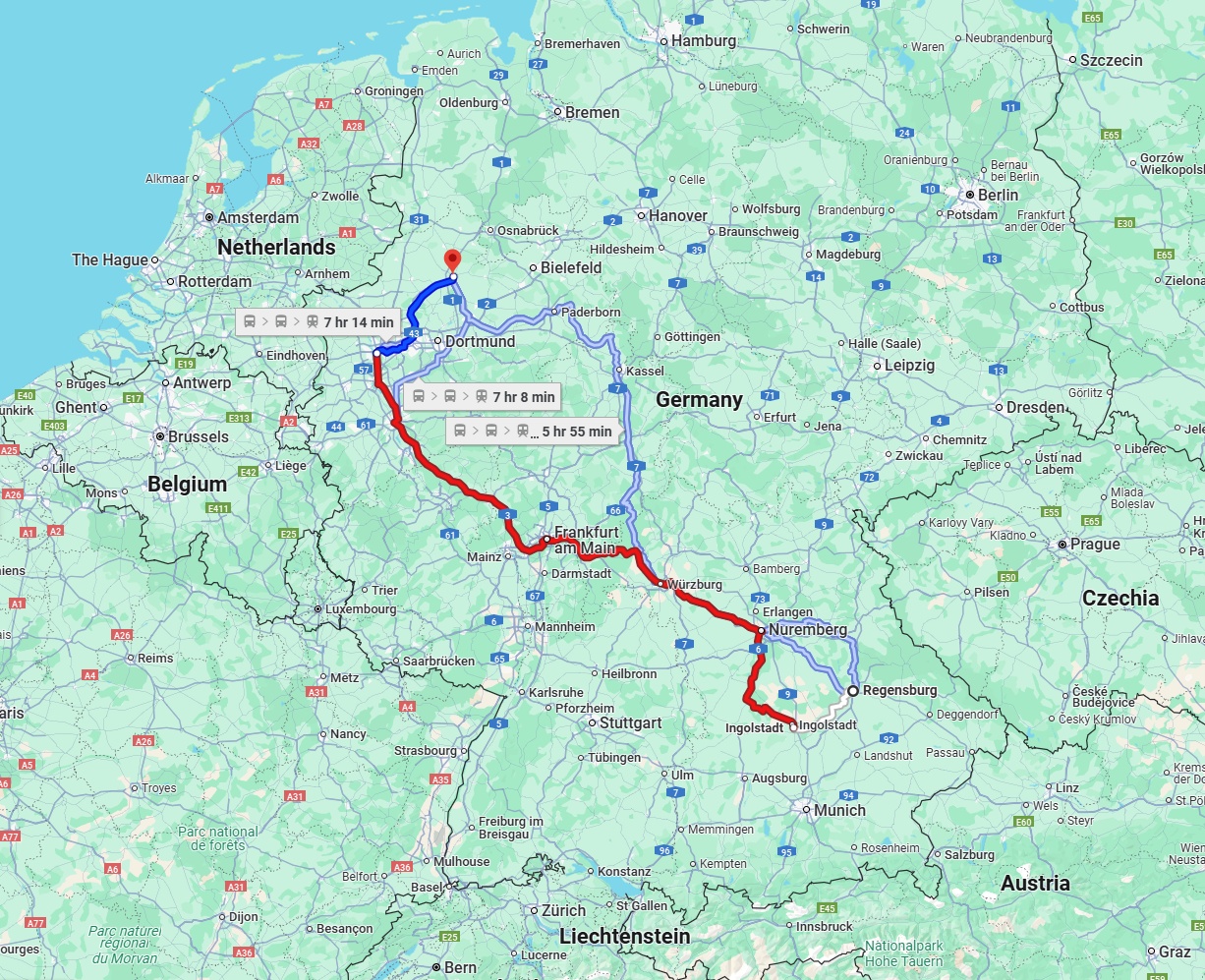 Anreise von Regensburg Zu Münster Über 