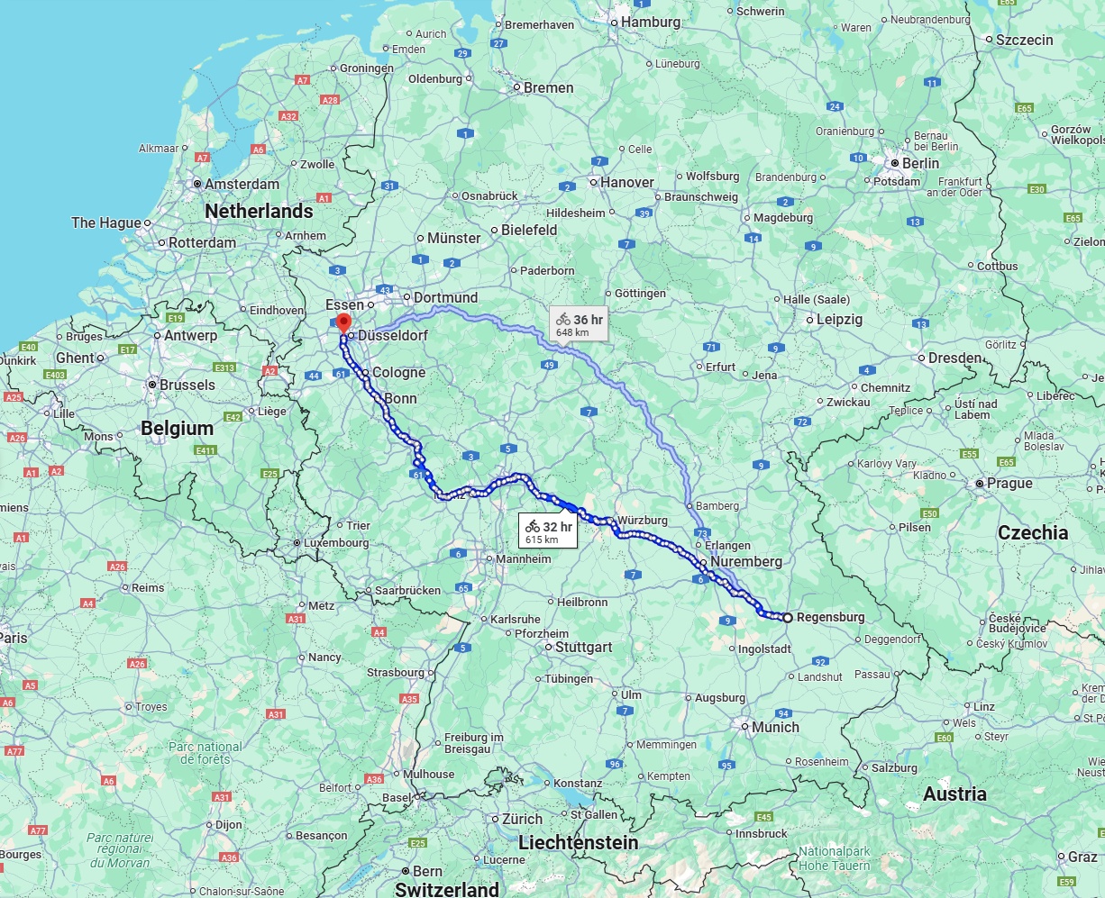 Anreise von Regensburg Zu Neuss Über 