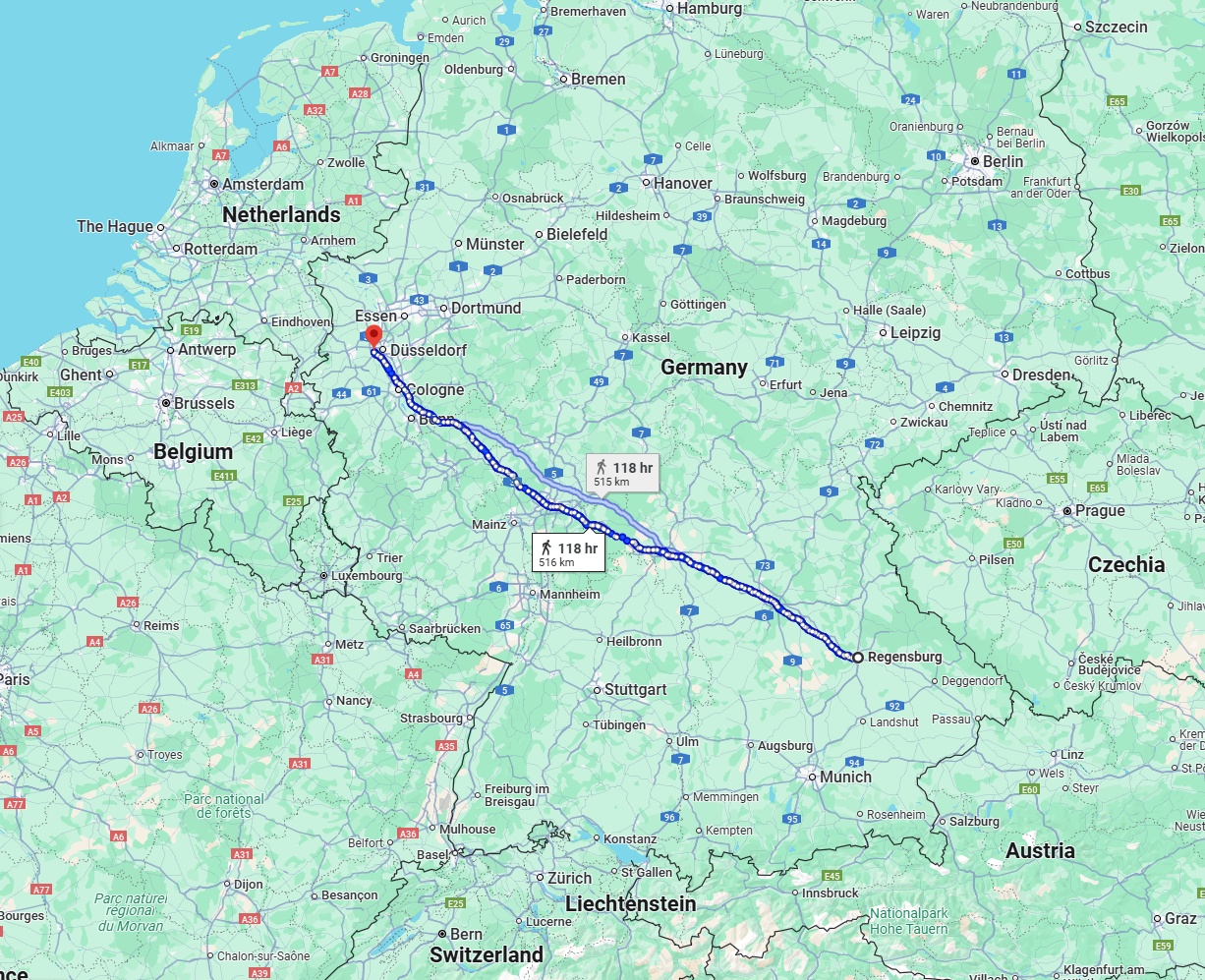Anreise von Regensburg Zu Neuss Über 