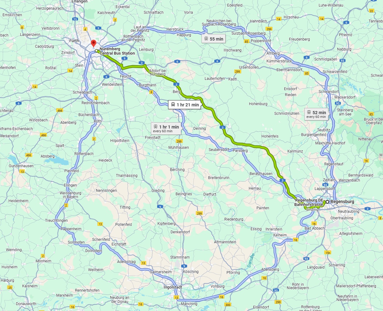 Anreise von Regensburg Zu Nürnberg Über 