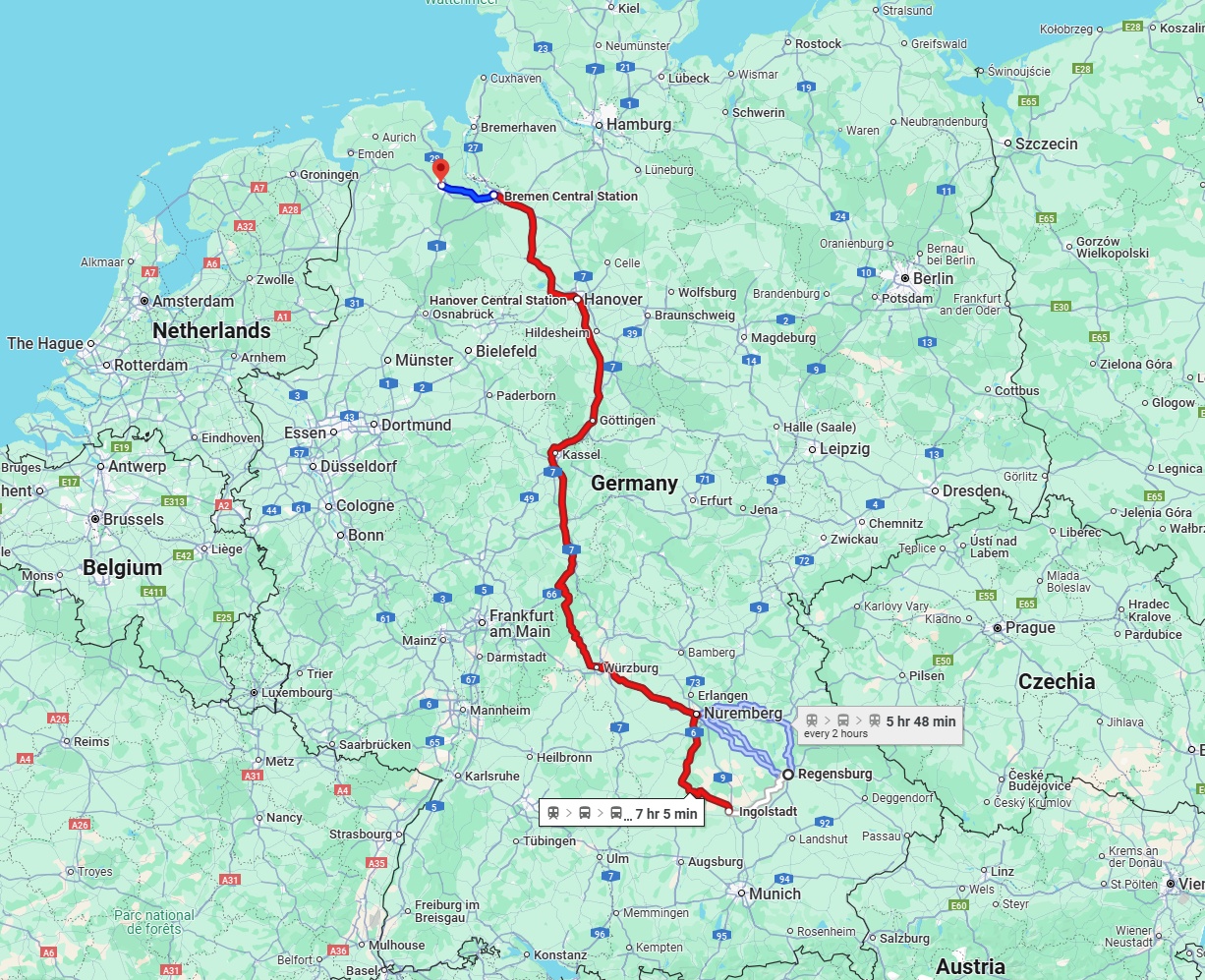 Anreise von Regensburg Zu Oldenburg Über 