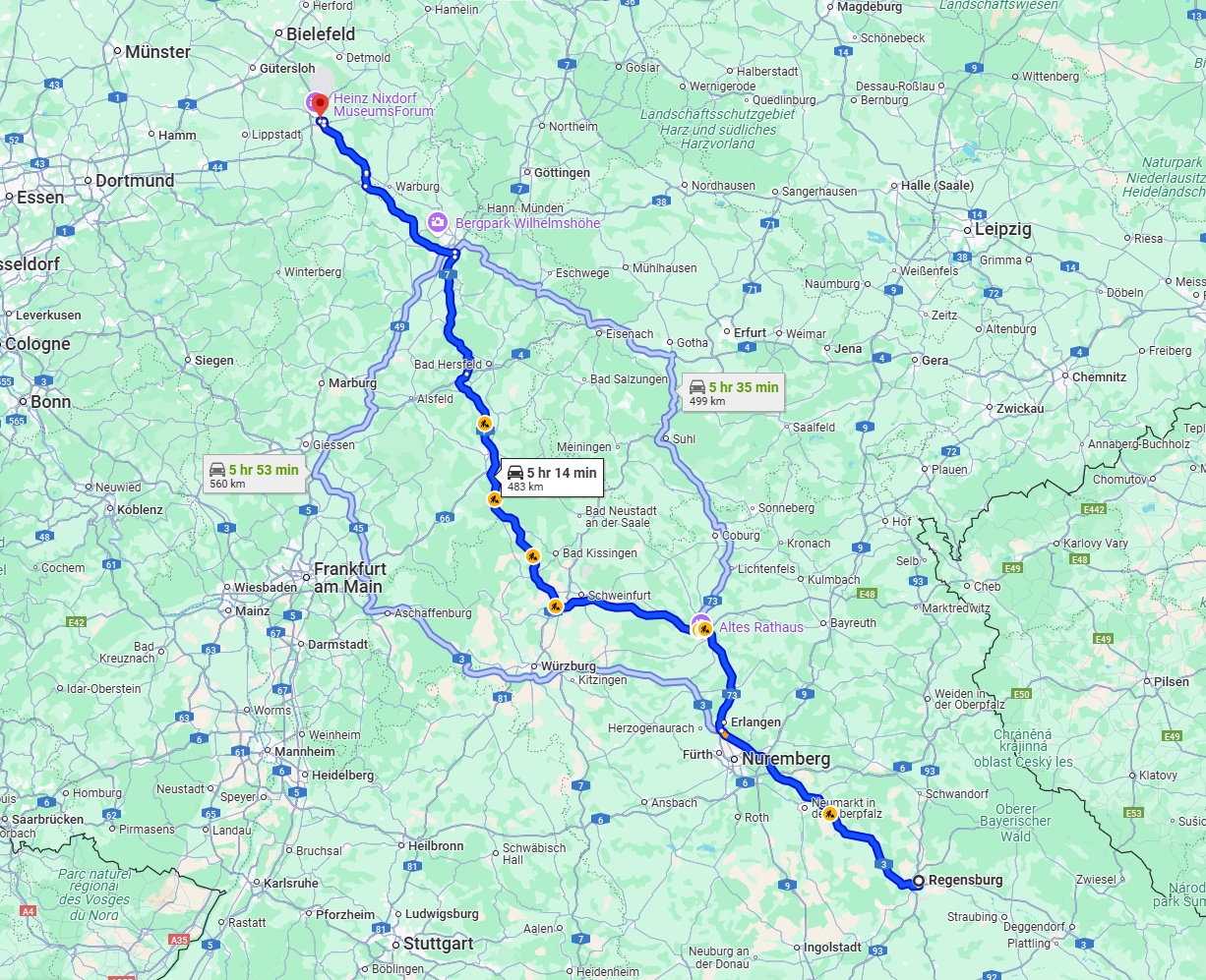 Anreise von Regensburg Zu Paderborn Über via A7