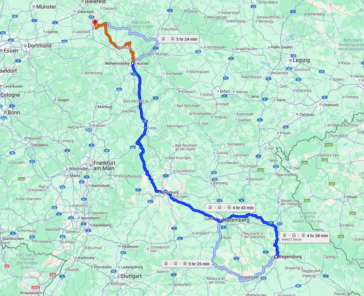 Anreise von Regensburg Zu Paderborn Über 