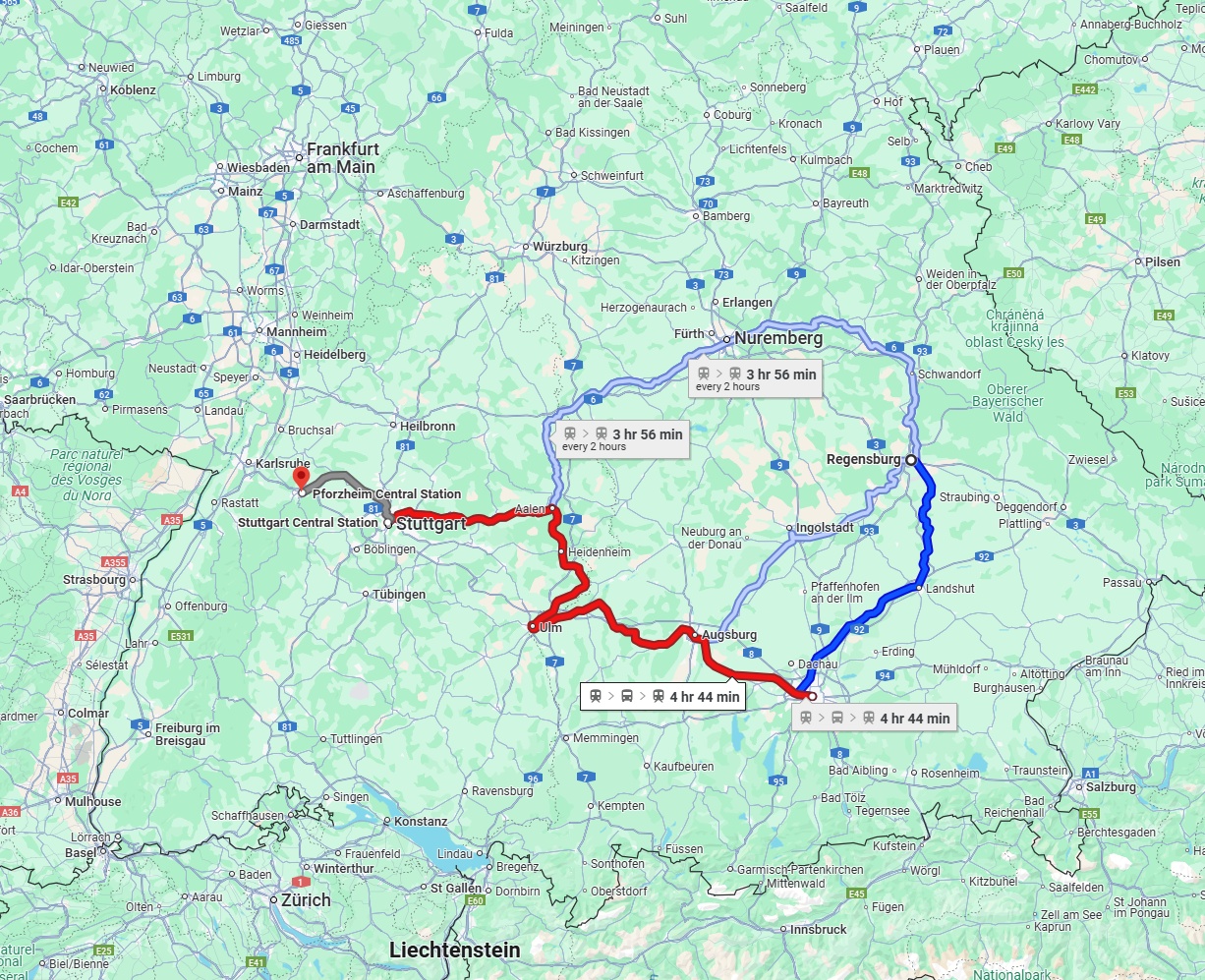 Anreise von Regensburg Zu Pforzheim Über 