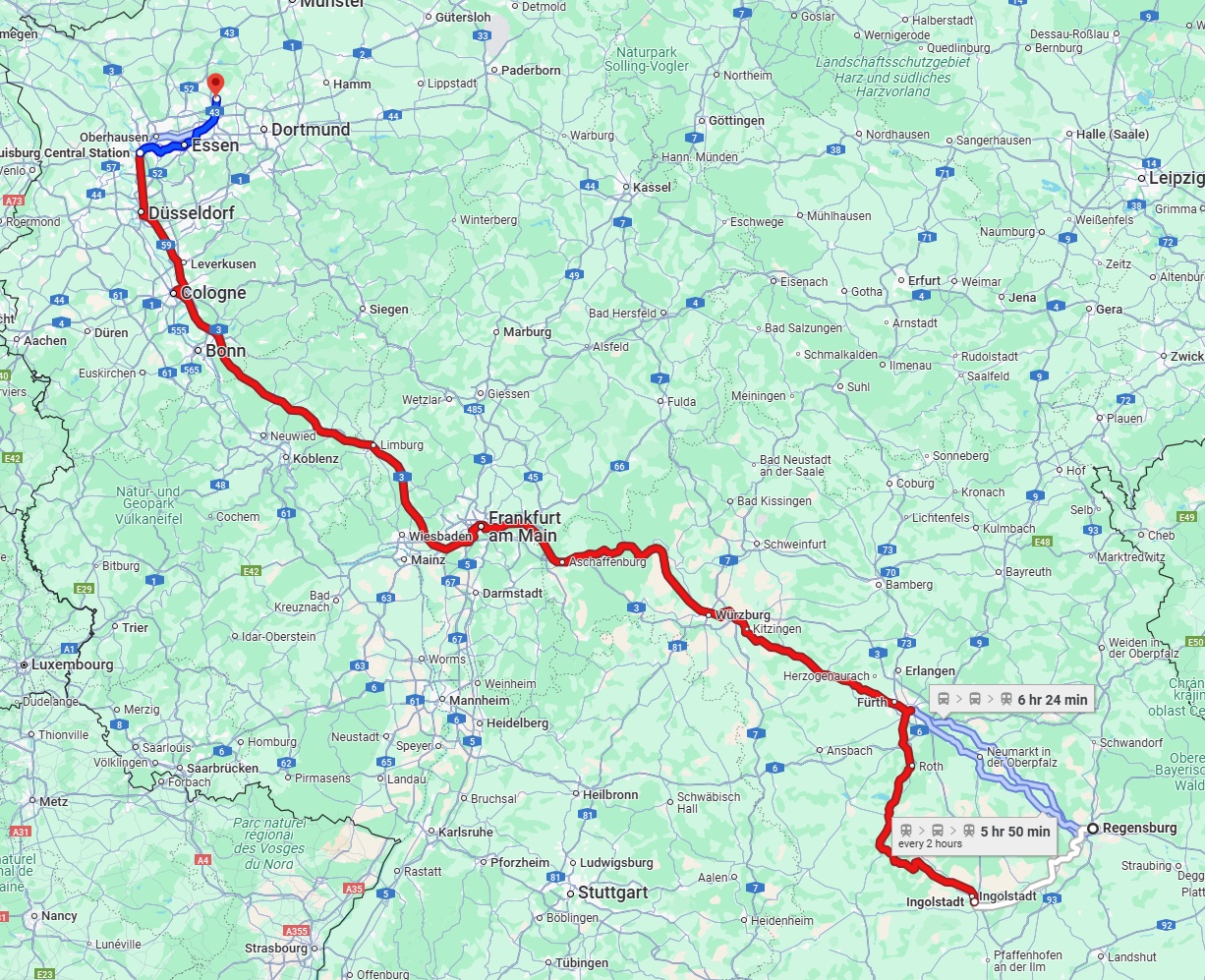 Anreise von Regensburg Zu Recklinghausen Über 