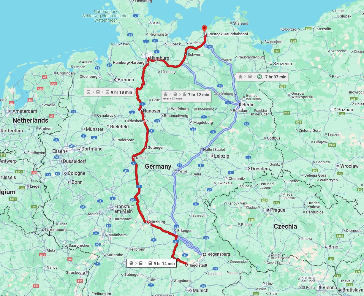 Anreise von Regensburg Zu Rostock Über 