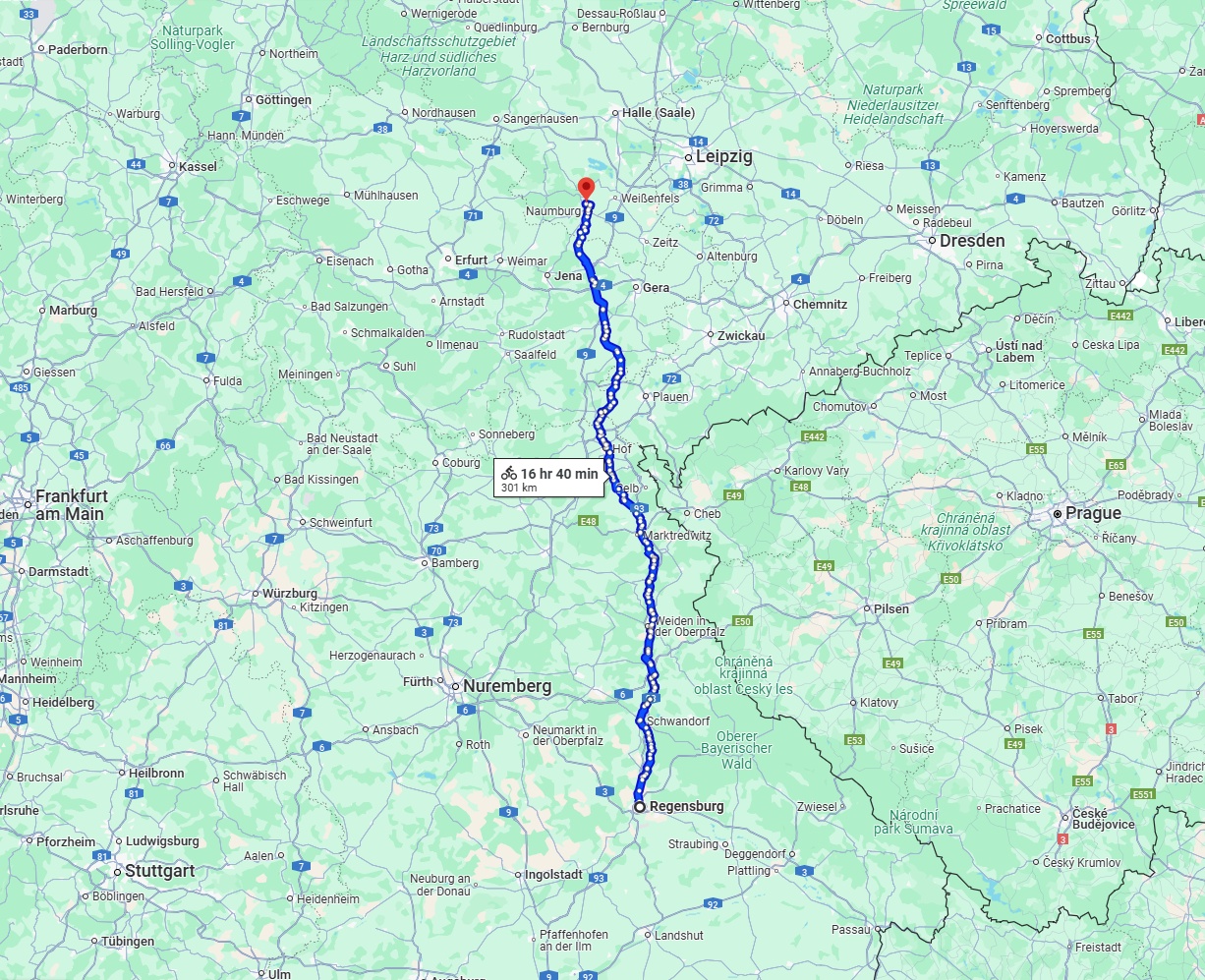 Anreise von Regensburg Zu Saale Über 