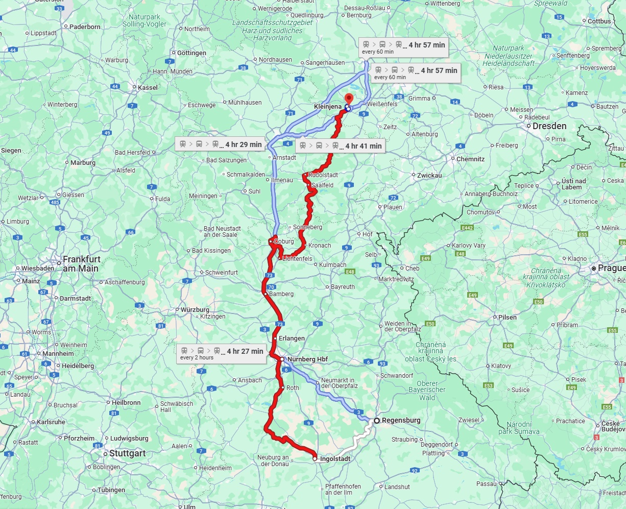 Anreise von Regensburg Zu Saale Über 