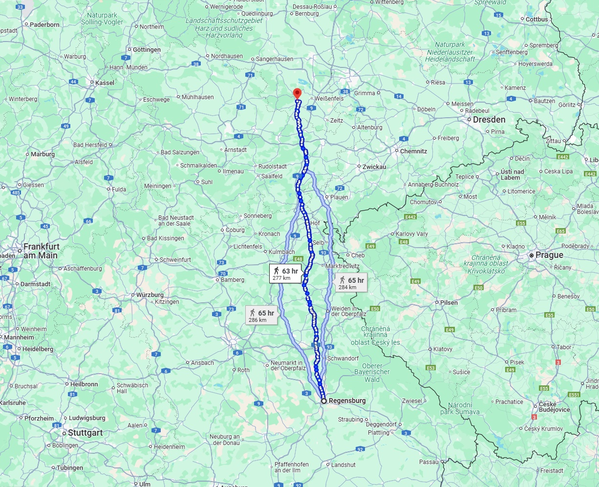 Anreise von Regensburg Zu Saale Über 
