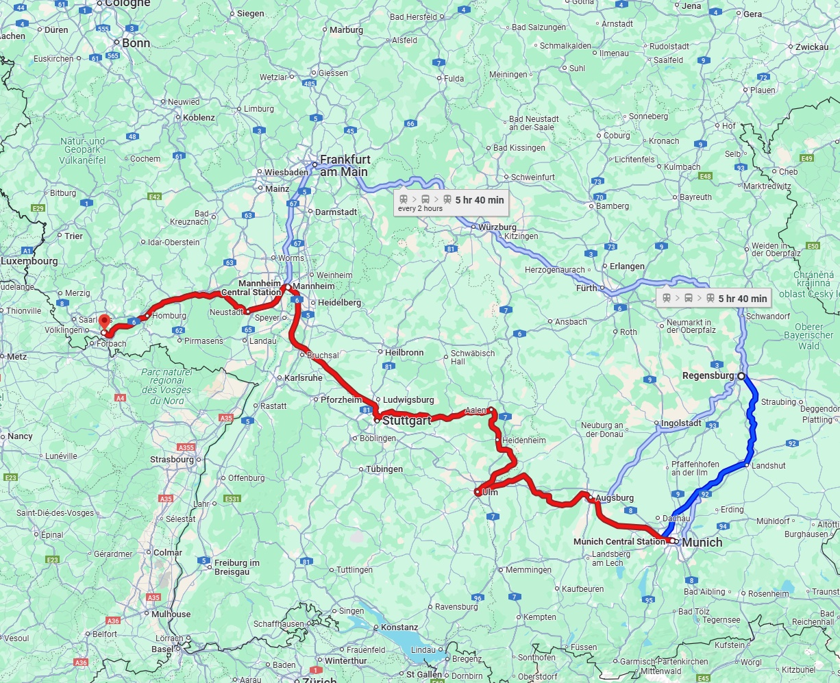 Anreise von Regensburg Zu Saarbrücken Über 
