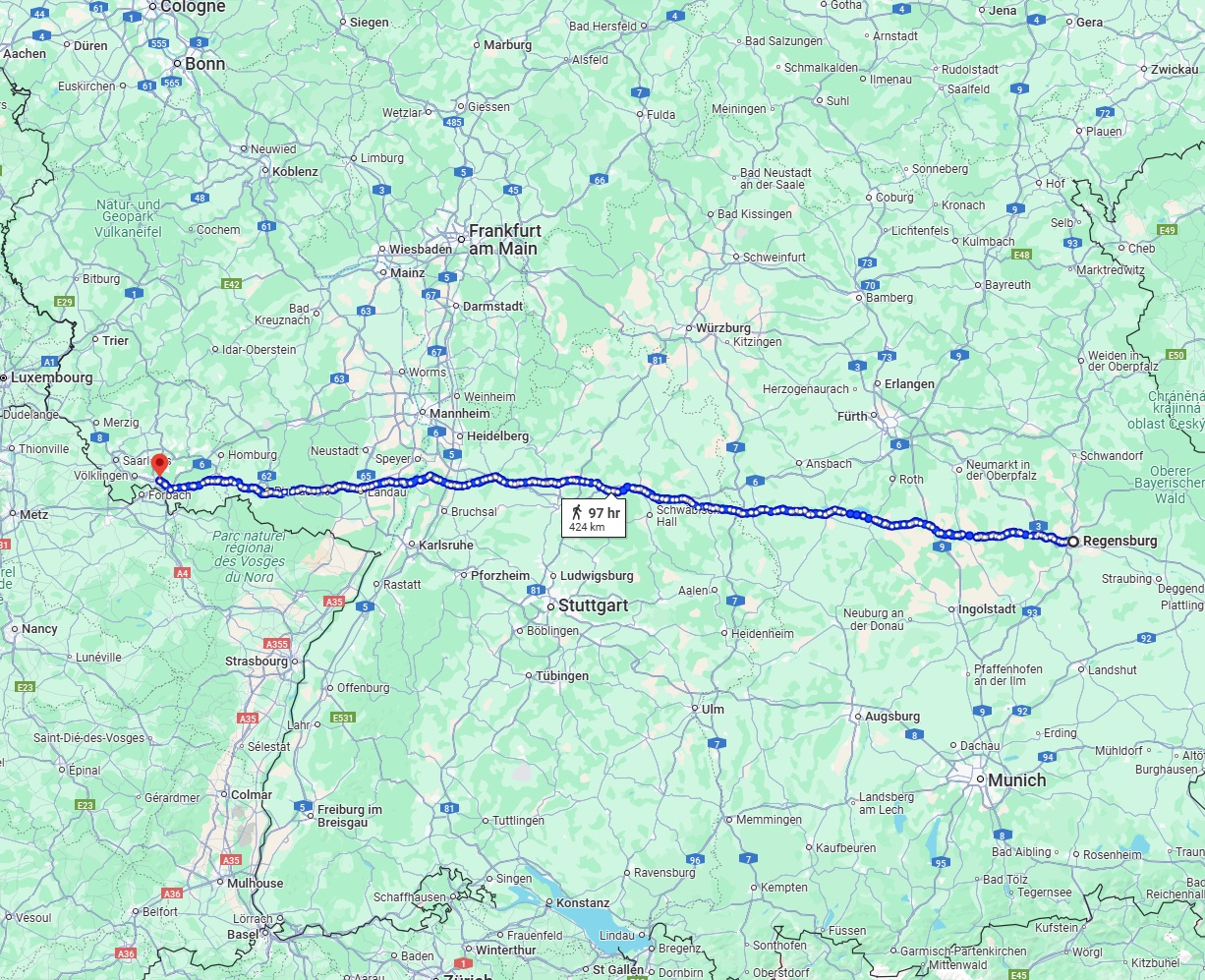 Anreise von Regensburg Zu Saarbrücken Über 