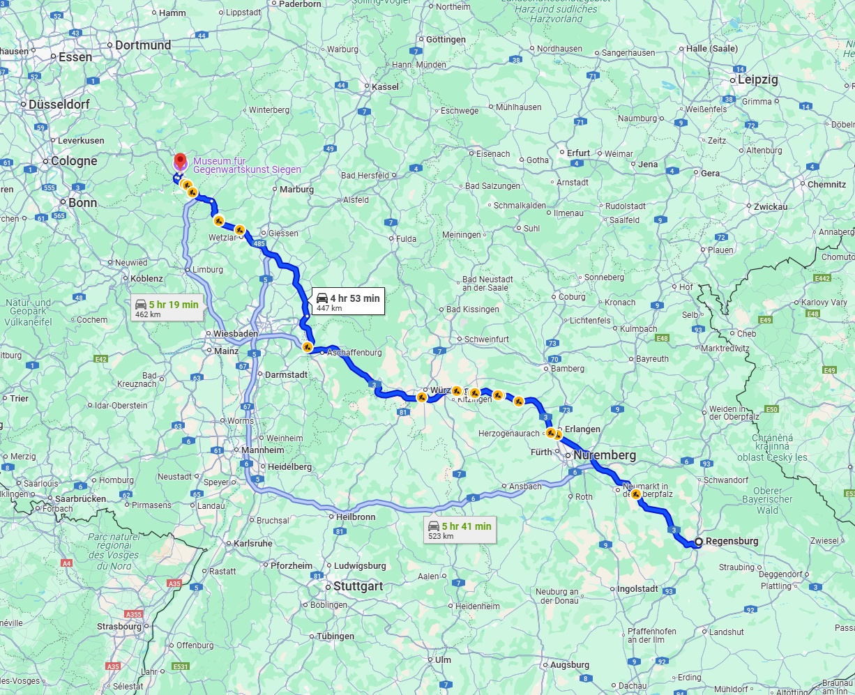 Anreise von Regensburg Zu Siegen Über via A3 and A45