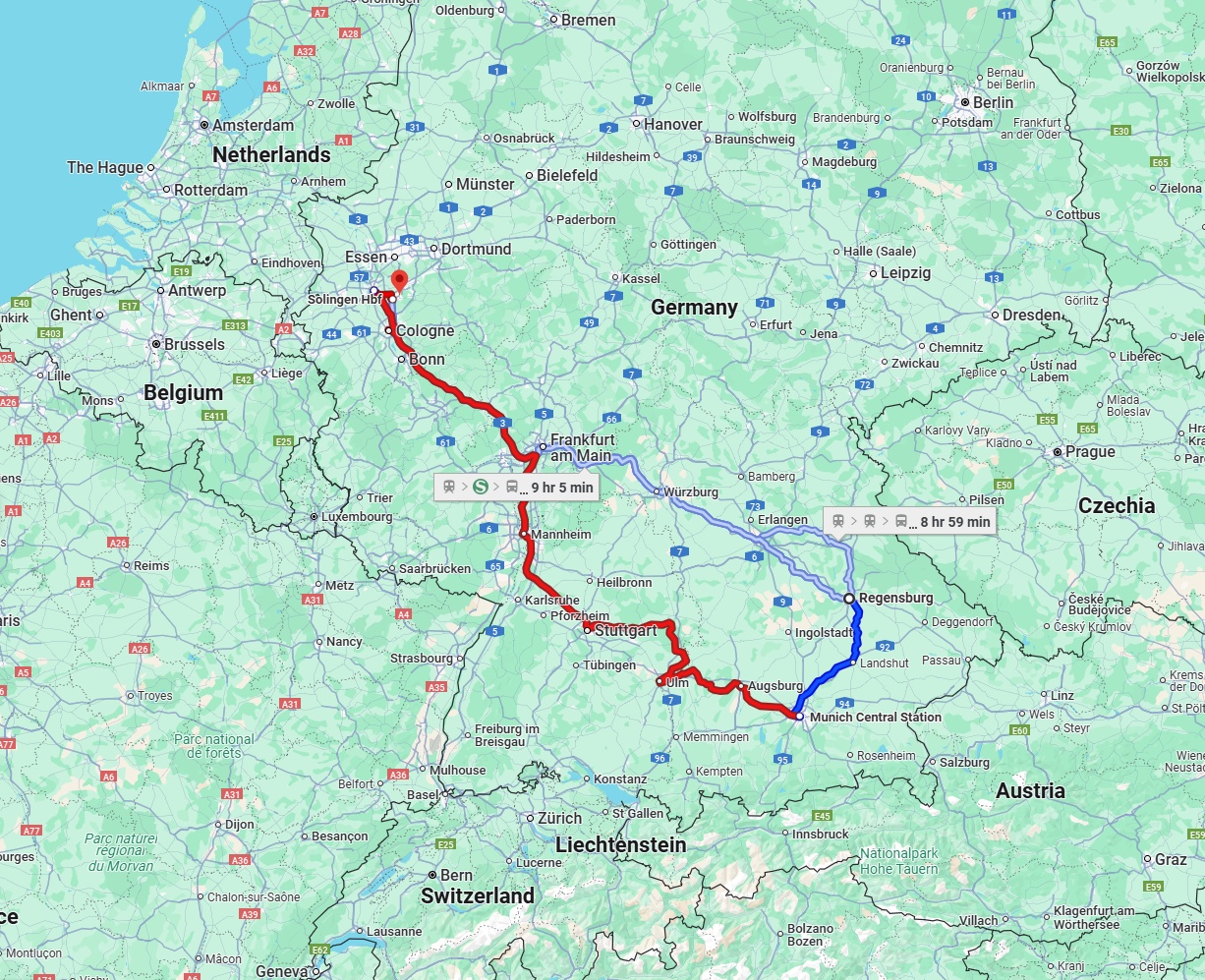 Anreise von Regensburg Zu Solingen Über 