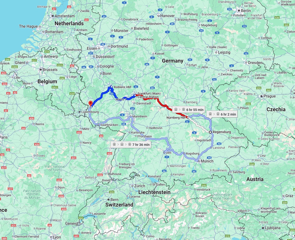 Anreise von Regensburg Zu Trier Über 
