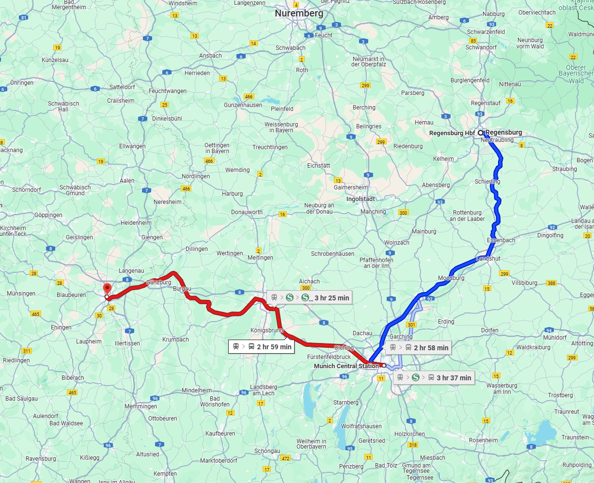 Anreise von Regensburg Zu Ulm Über 