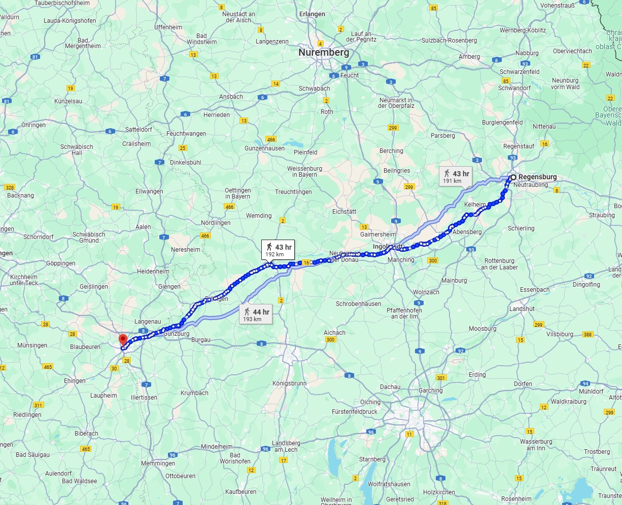 Anreise von Regensburg Zu Ulm Über 