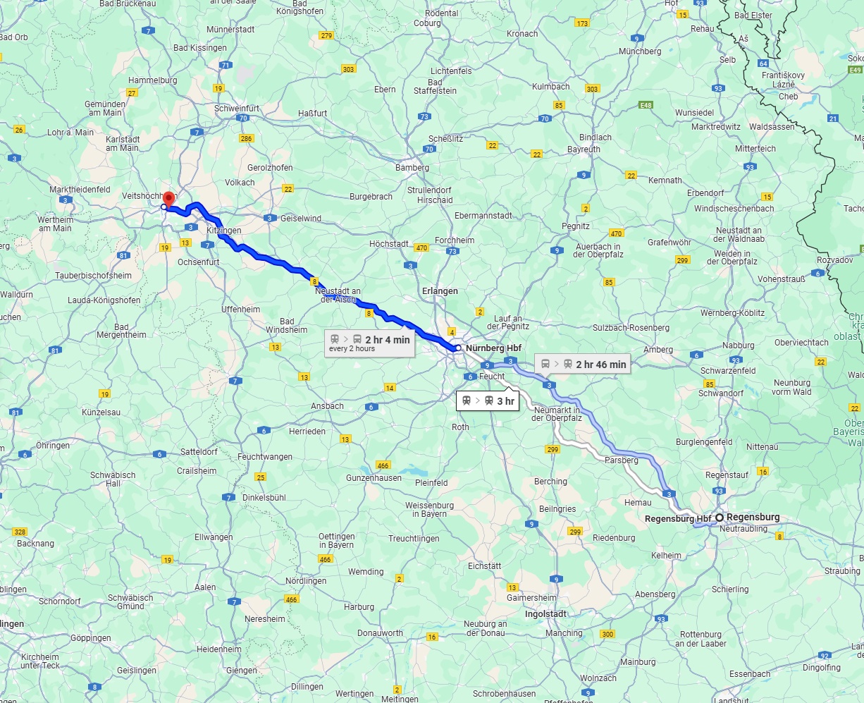 Anreise von Regensburg Zu Würzburg Über 