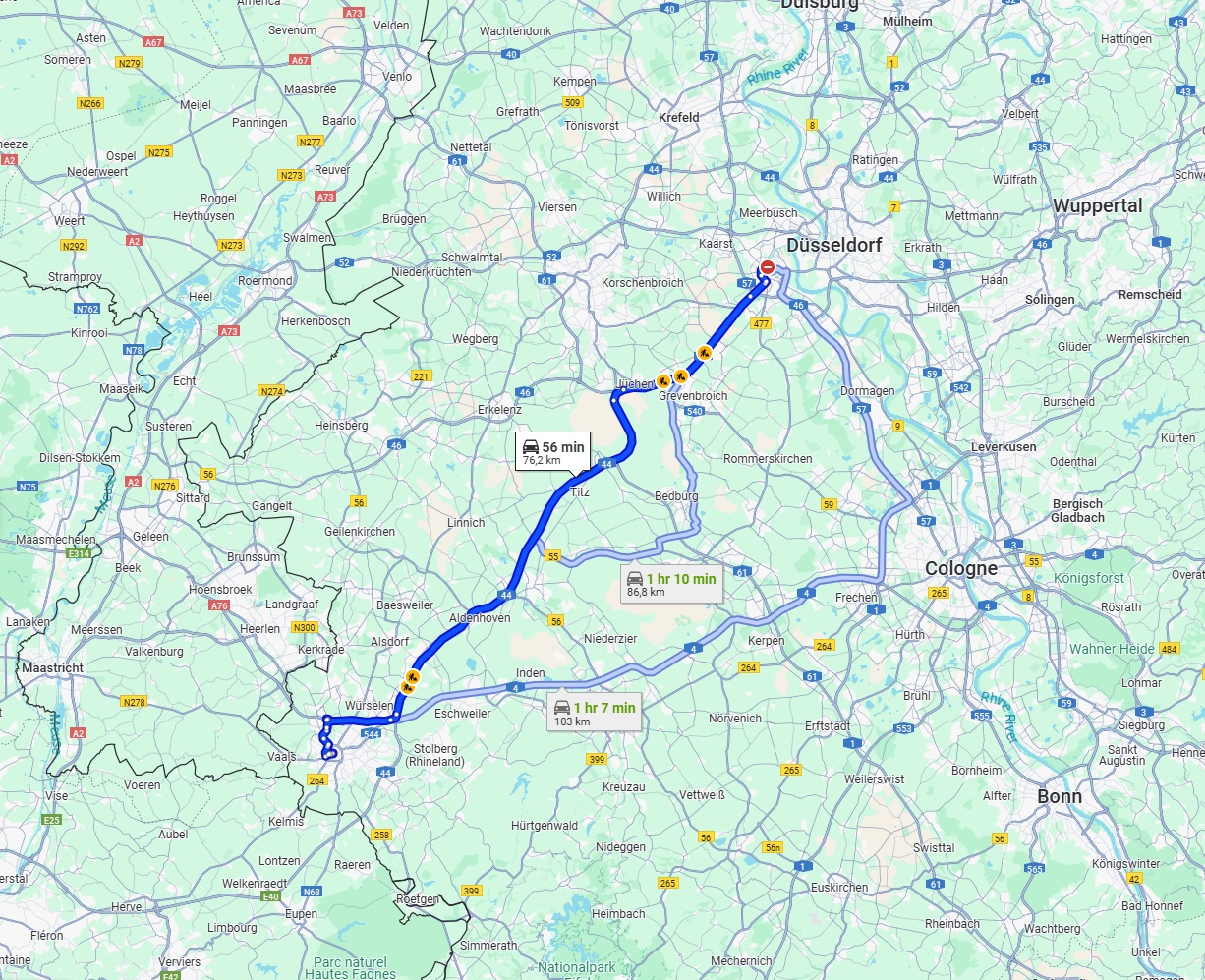 Anreise von Neuss Zu Aachen Über via A44