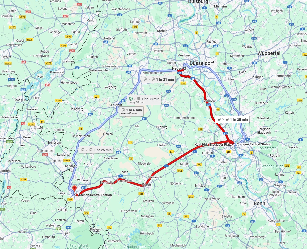 Anreise von Neuss Zu Aachen Über 
