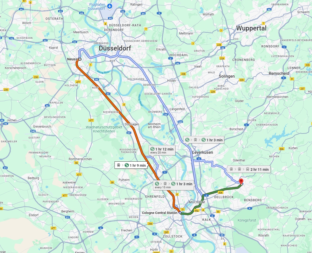 Anreise von Neuss Zu Bergisch Gladbach Über 