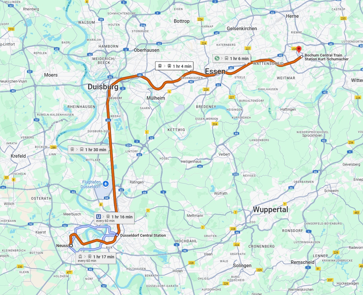 Anreise von Neuss Zu Bochum Über 