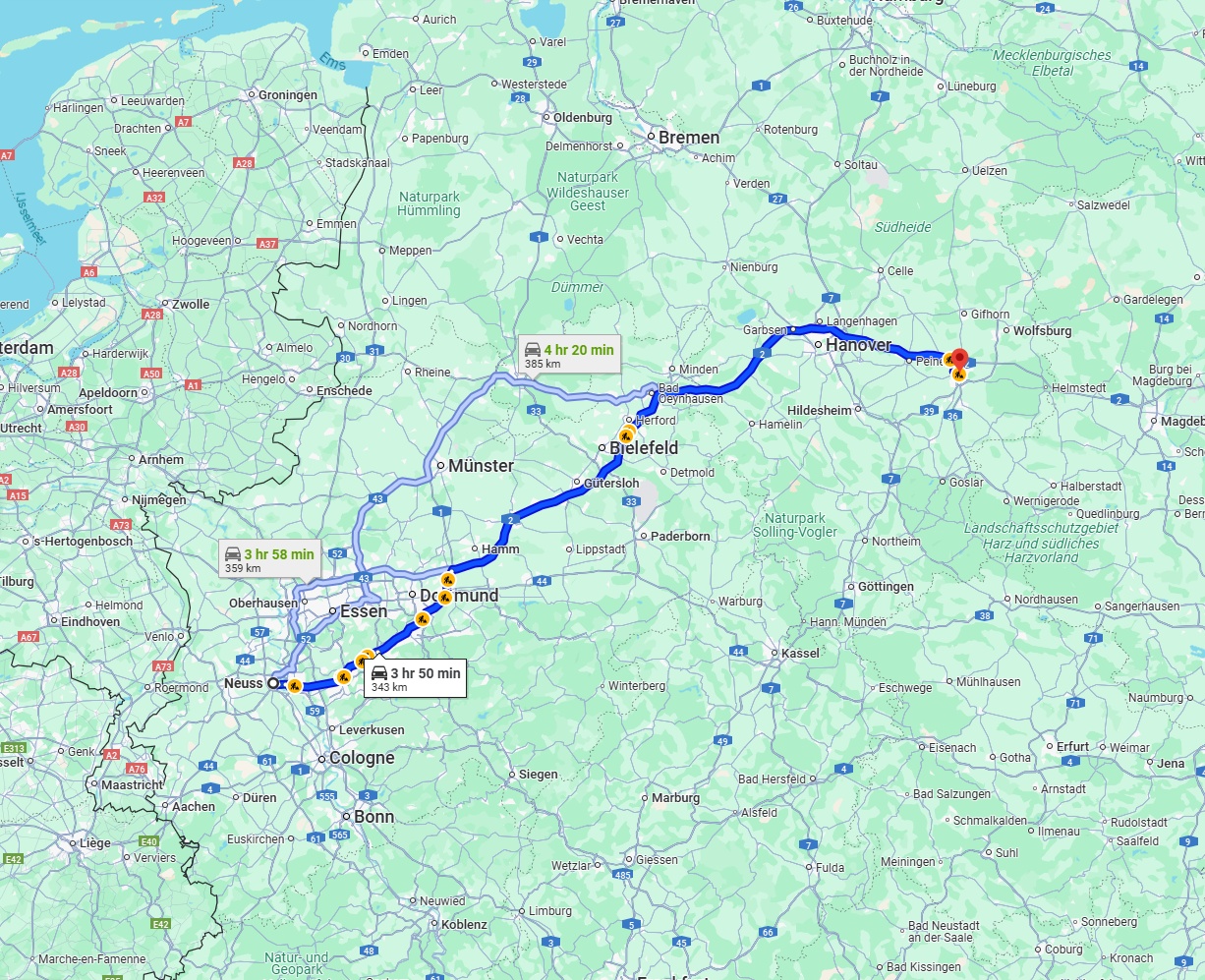 Anreise von Neuss Zu Braunschweig Über via A2