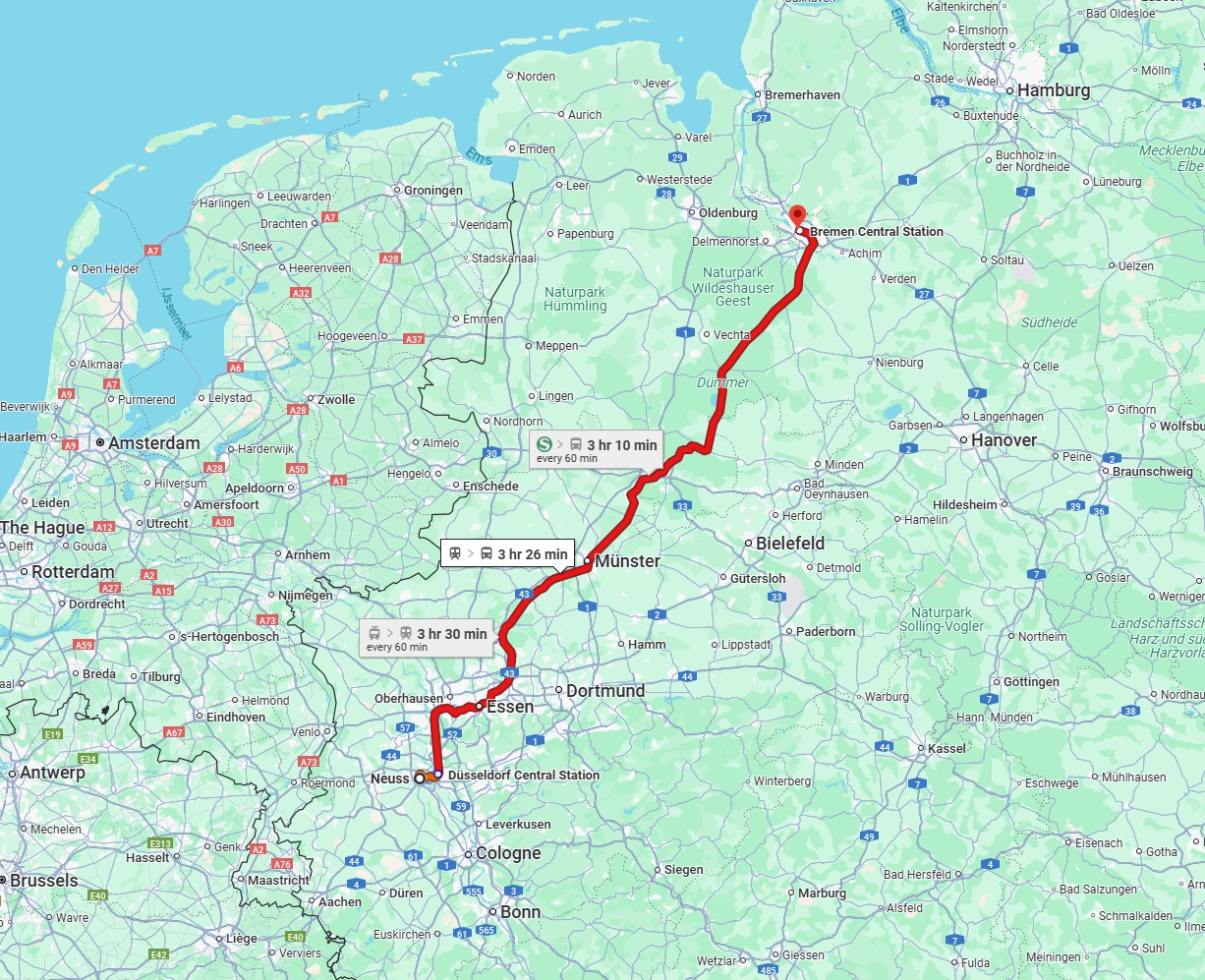Anreise von Neuss Zu Bremen Über 