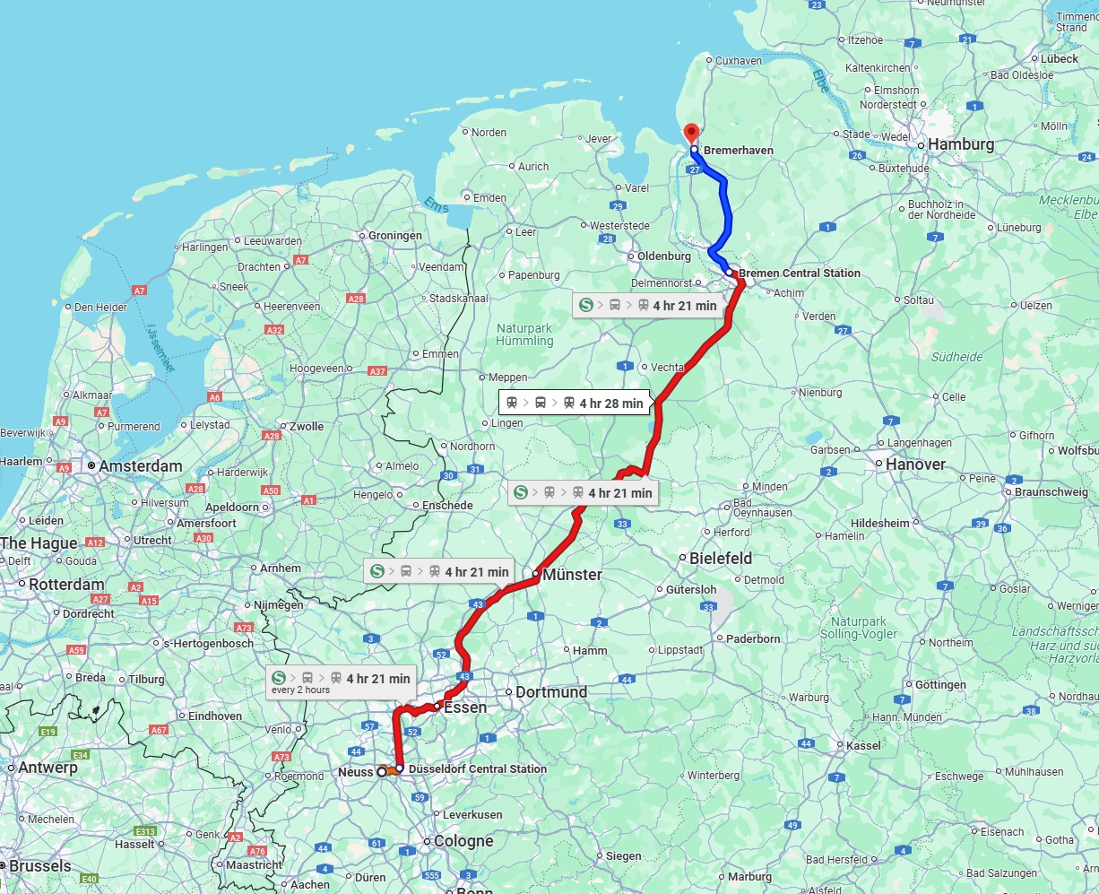 Anreise von Neuss Zu Bremerhaven Über 