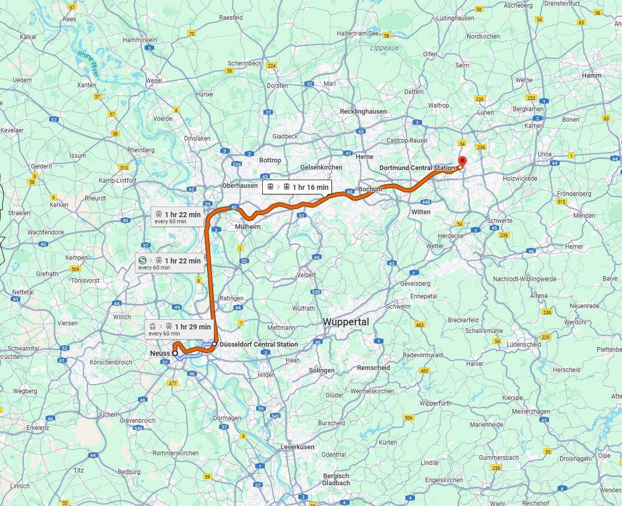 Anreise von Neuss Zu Dortmund Über 